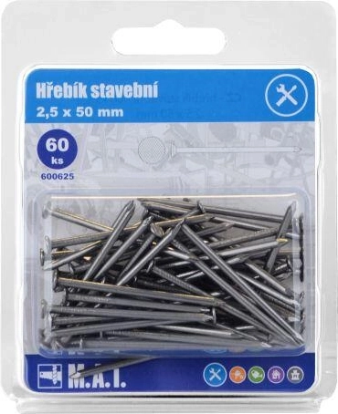 Stavebné klince 50 × 2,5 mm, 60 ks