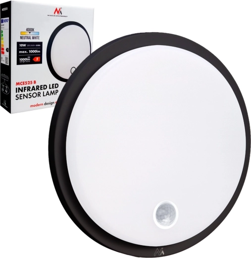 LED nástenné a stropné svietidlo s PIR senzorom, IP65, 10 W, 1000 lm, 4000 K