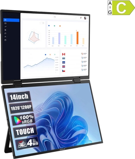Prenosný duálny dotykový monitor ZEUSLAP Z14W 2×14" WUXGA IPS