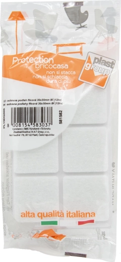 Filcové samolepiace podložky pod nábytok 30 × 30 mm, biela (12 ks)