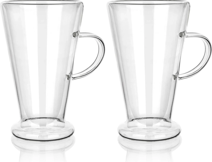 Dvojstenné sklenené hrnčeky na latte 400 ml DOBLO, sada 2 ks