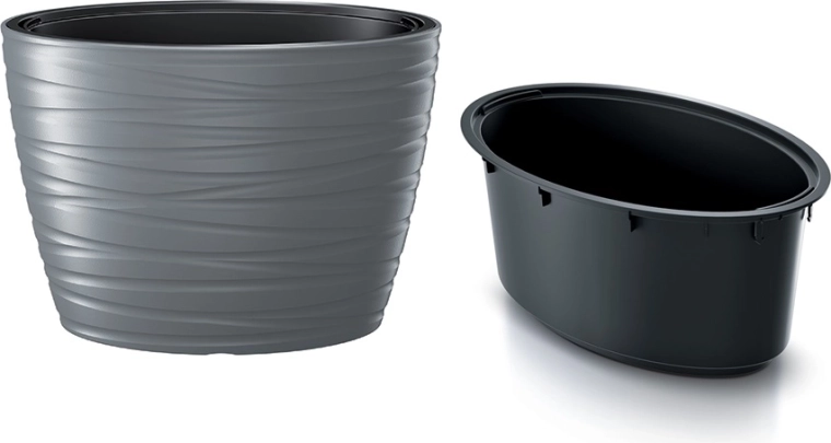 Oválny kvetináč s vložkou MAZE 58,5 cm – sivý kameň