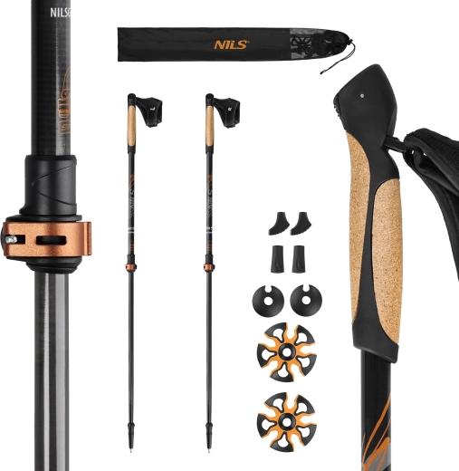 Nordic walking palice NILS s korkovou rukoväťou a karbónom