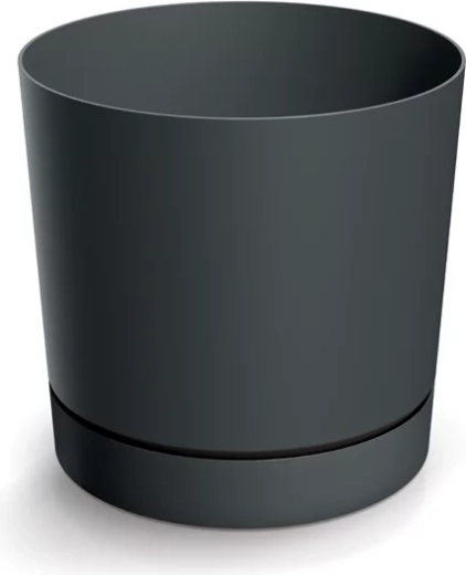 Kvetináč Tubo P s miskou 12,8 cm – tmavosivý