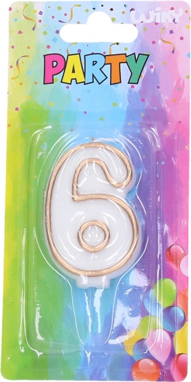 Párty sviečka číslo 6 zlatá