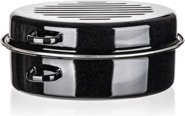 Smaltovaný oválny pekáč 38 × 23,5 × 17 cm 2-dielny CULINARIA Black BANQUET