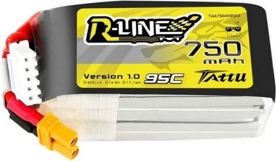 Tattu r-line 750 mah 14,8 v 95c lipo batéria 4s s konektorom xt30