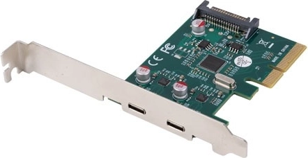 PCIe karta s 2× USB-C 3.2 Gen 2x1 (10 Gb/s) – low profile