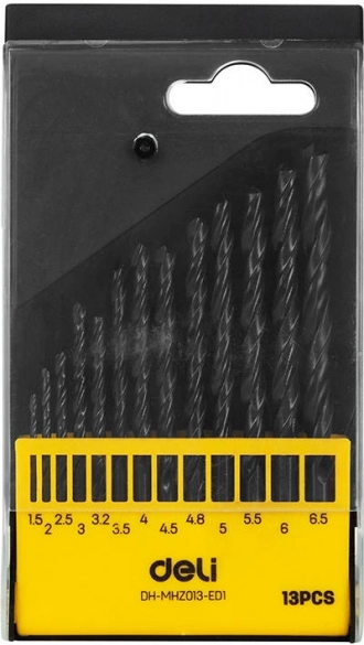 Sada vrtákov HSS DELI TOOLS 13 ks (1,5–6,5 mm)