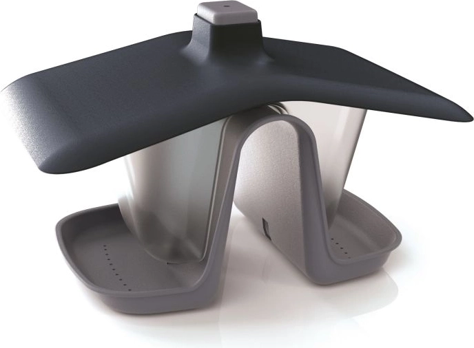 Závesné kŕmidlo pre vtáky s dvojitou komorou BIRDYFEED Double – sivý kameň