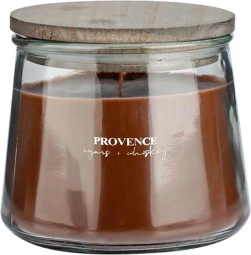 Vonná sviečka v skle Provence s dreveným knôtom cigars & whisky 28 h
