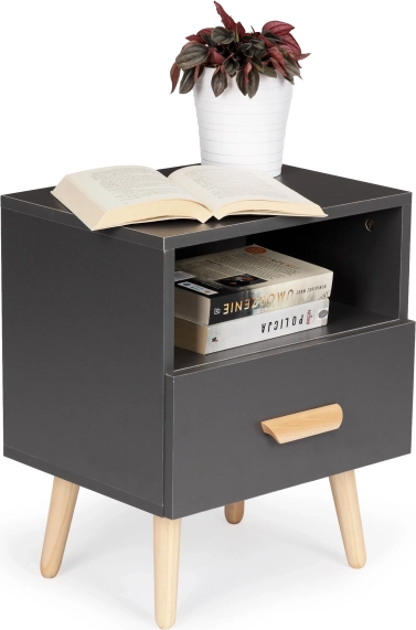 Nočný stolík so zásuvkou ModernHome, sivý