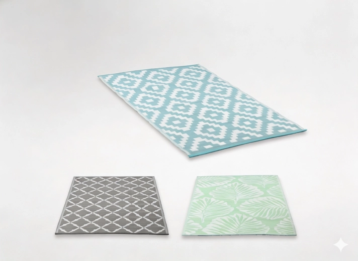 Vonkajší plochý koberec na terasu 120 × 180 cm, mix vzorov