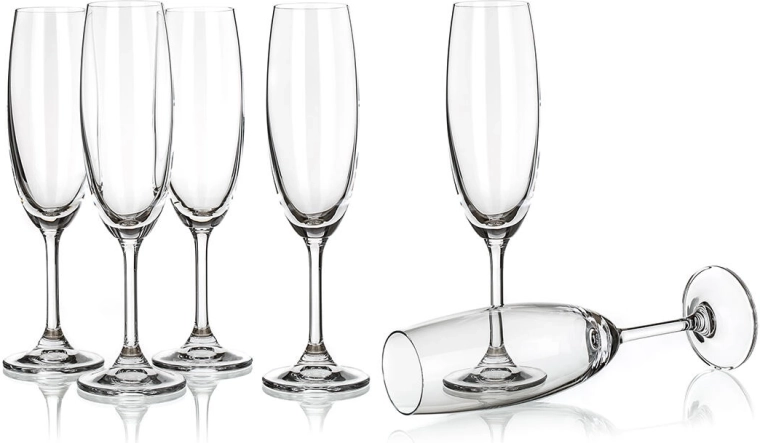 Poháre na šumivé víno flauta 210 ml LEONA – sada 6 ks