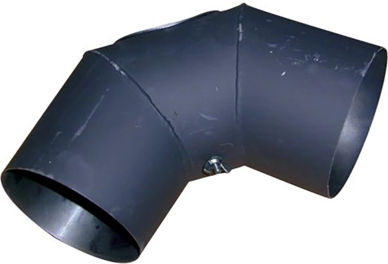 Dymové koleno s čistiacim otvorom 125 mm, 90°, oceľ 1,5 mm, čierne