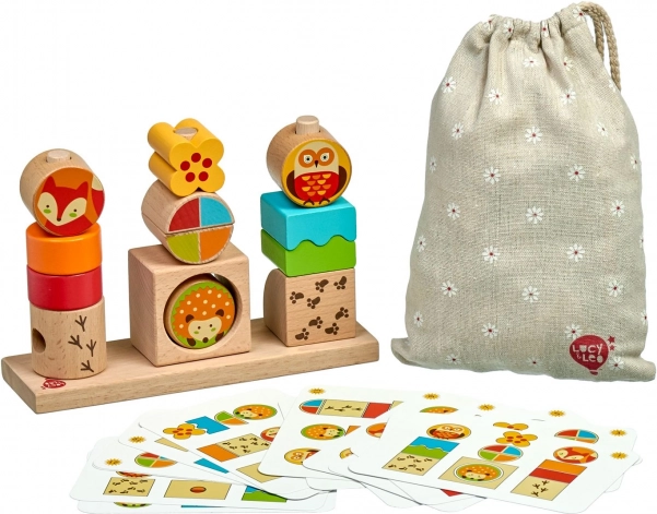 Lucy & Leo drevená skladačka Deň a noc s predlohami