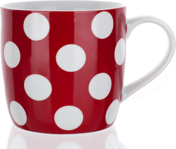 Keramický hrnček s bodkami 310 ml červený