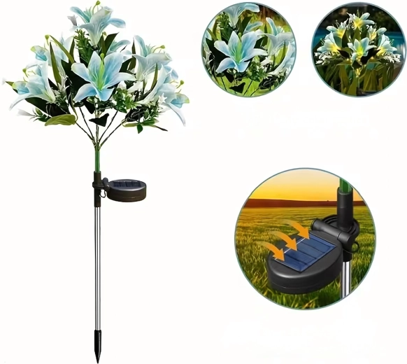 Solárna záhradná lampa v tvare ľalie na zapichnutie