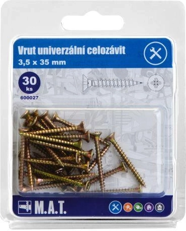 Univerzálny skrutka s plným závitom 3,5 × 35 mm, zinkovaný, 30 ks