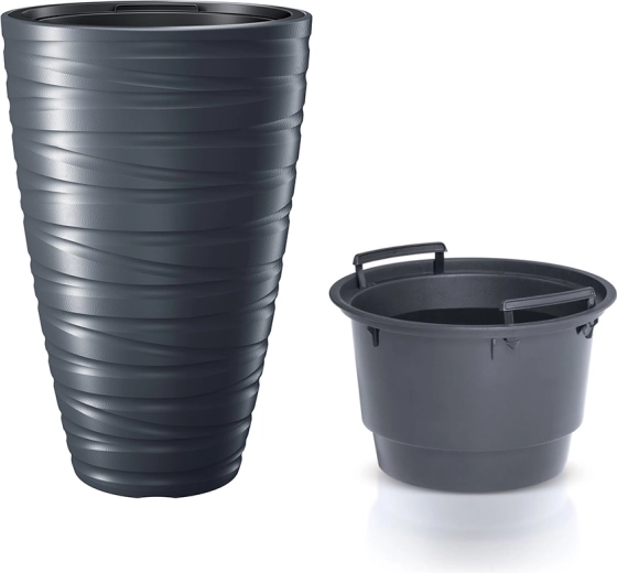 Vysoký kvetináč s vložkou MAZE 37,5 cm – antracit