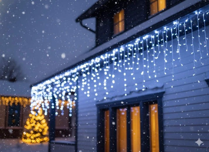 Svetelný záves LED rampúchy 300 LED studená biela 12 m - 1 kus