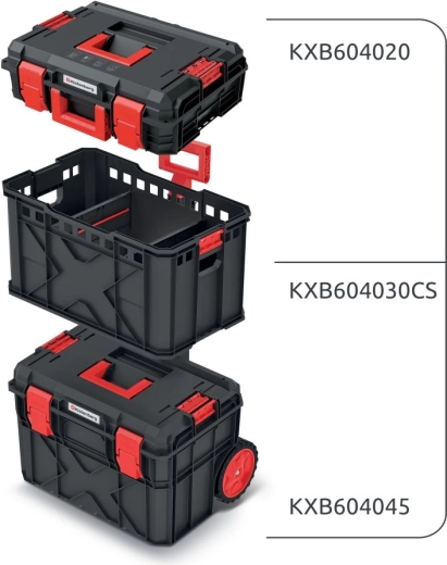 Sada kufrov na náradie a organizérov X BLOCK PRO, 546 × 380 × 970 mm, čierna