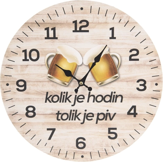 Nástenné hodiny Koľko je… drevené 34 cm