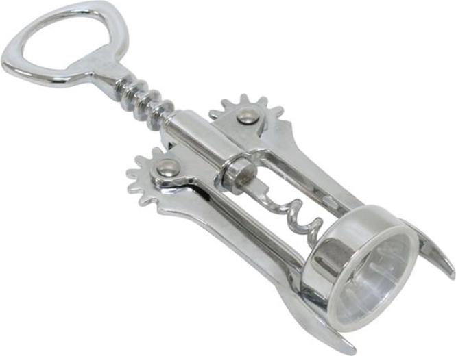 Otvárač na víno s krídelkami TORO, chróm, strieborný