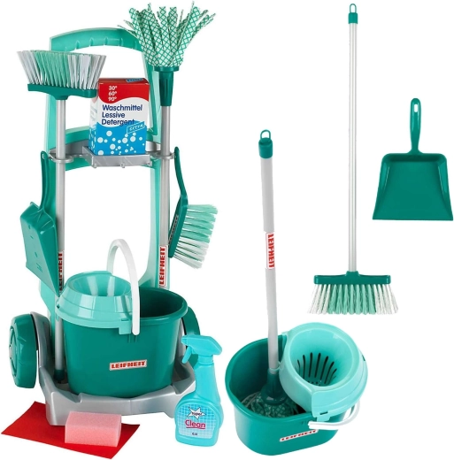 Detský upratovací vozík LEIFHEIT s mopom, metlou a doplnkami KLEIN