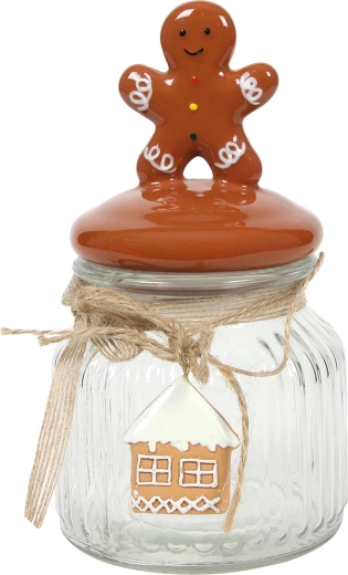 Sklenená dóza na cukrovinky Perníček 11,4 × 15,5 cm