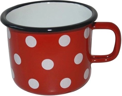 Smaltovaný hrnček Bodka 0,5 l červený