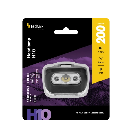 Technik čelovka MT-H10 s bielym a červeným LED svetlom, 200 lm