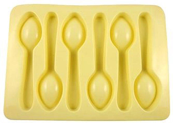 Silikónová forma na ľad a čokoládu v tvare lyžičiek, krémová