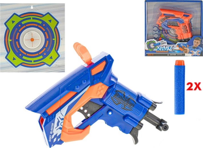 Pistole na naťahovanie s penovými nábojmi a terčom 11 cm