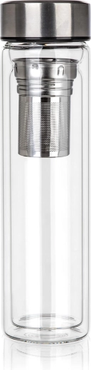 Dvojstenná sklenená fľaša na čaj a infúzie 500 ml so sitkom DOBLO