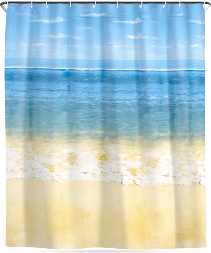 Vodoodolný sprchový záves s háčikmi Pláž 180 × 180 cm
