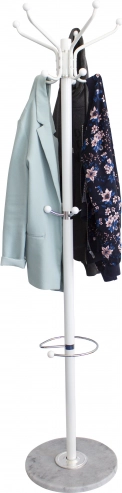 Voľne stojaci vešiak na oblečenie s držiakom na dáždniky, mramorová základňa ModernHome