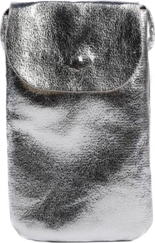 Metalická taštička na mobil s ramenným pásikom a zadným vreckom