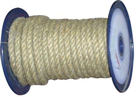 Prírodné stáčané lano 10 mm s polypropylénovým pásikom, 100 m