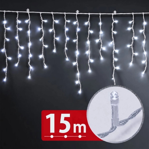 LED svetelný záves 15 m so 600 LED v studenej bielej