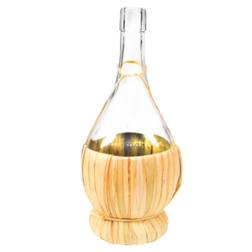 Sklenená butla Fiasco 2 l v slamenej košíku Chomik