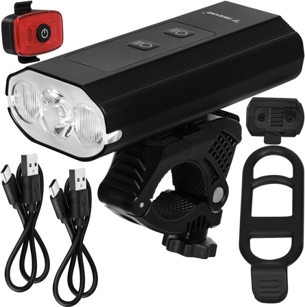 Sada cyklistických svetiel Trizand LED 1300 lm (predné + zadné) s USB-C a powerbankou