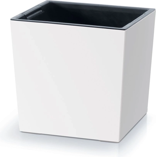 Kvetináč Urbi Square Low s vložkou 30 cm – biely