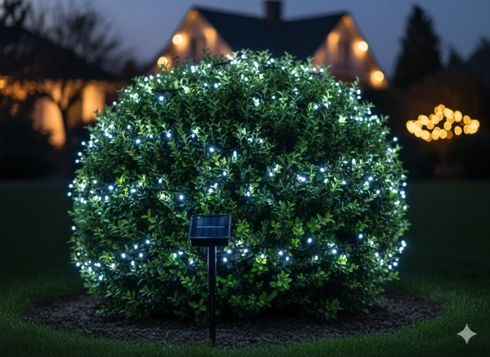 Solárny LED reťaz 200 LED studená biela, 20 m + 2 m prívod