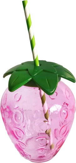 Pohár Mason 550 ml v tvare jahody so zeleným viečkom