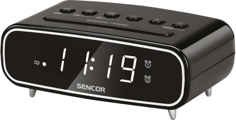 Sencor rádiobudík s PLL FM rádiom a duálnym alarmom