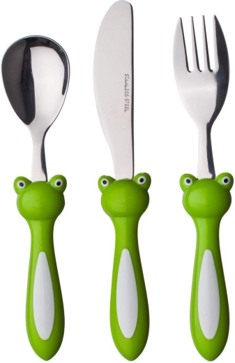 Detský príbor FROG, 3-dielna sada s plastovou rukoväťou