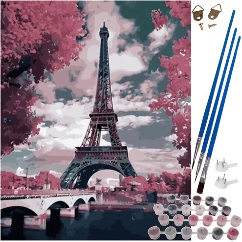 Maľovanie podľa čísel 40 × 50 cm – Eiffelova veža na ráme