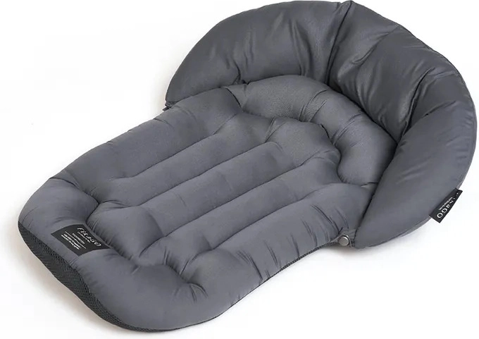 FIKAGO mäkká podložka do kočíka s vankúšikom v tvare mesiaca mushroom grey M