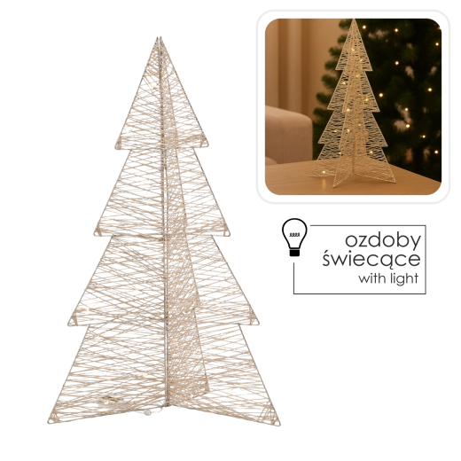 svietiaci vianočný stromček LED 75 cm v odtieni šampanského zlata